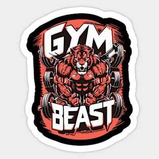 Ferocious Gym Beast Weightlifting Workout Design Sticker